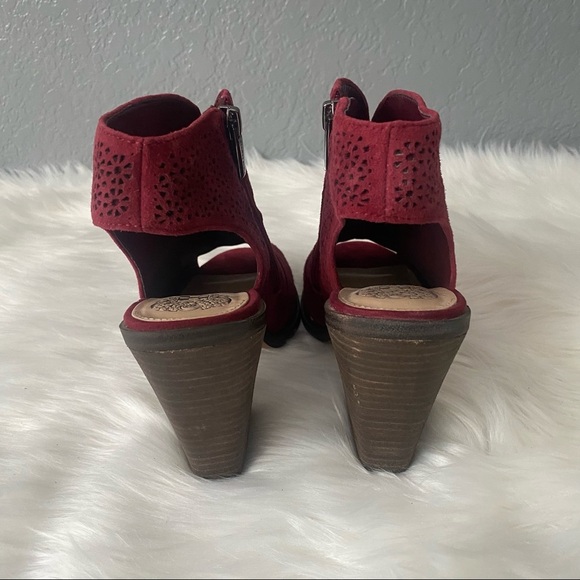 Vince Camuto| Klova Merlot Red Suede Block‎ Heels - Picture 7 of 14